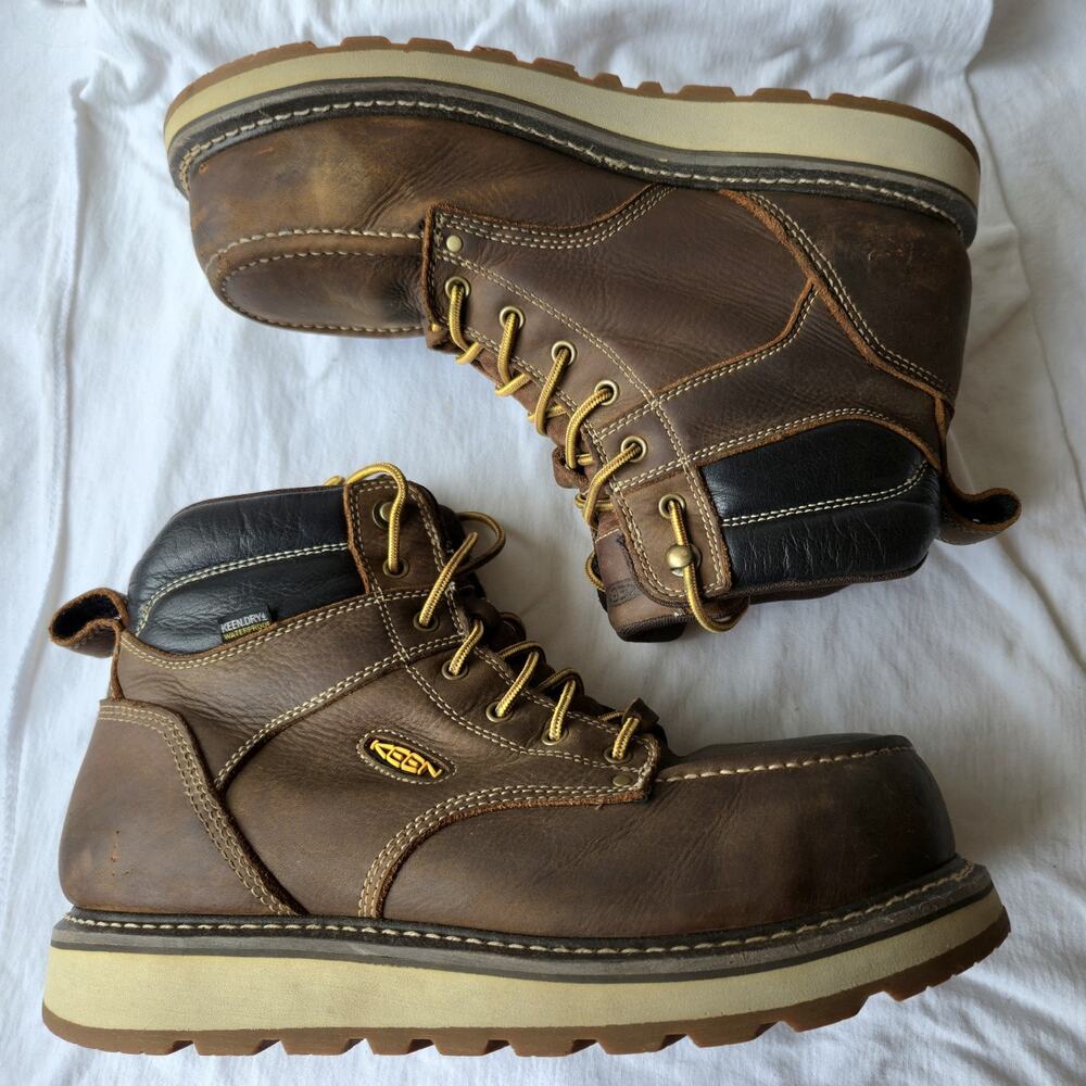 KEEN Cincinnati Mens 6'' Waterproof Leather Carbon Toe Work Boots Brown Size 12 - Picture 4 of 11